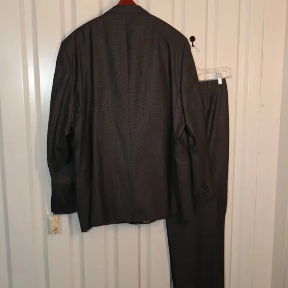 The Custom Shop Mens Wool Dark Gray Suit Jacket and Pants Size 53L Long w/flaw